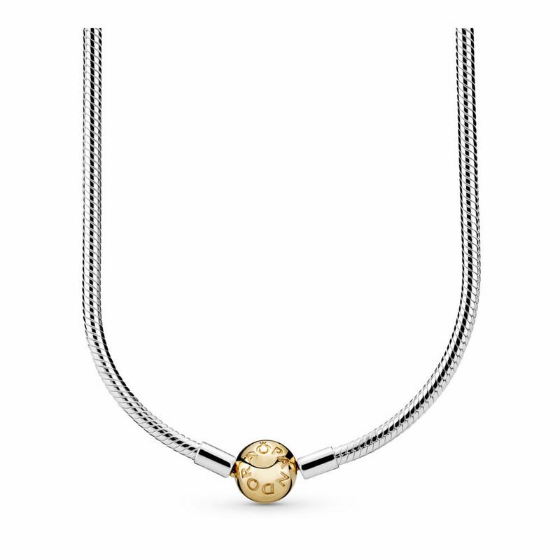 Pandora Charm Necklace with 14K Gold Clasp Outlet NZ, Two Tone (841073-OBU)